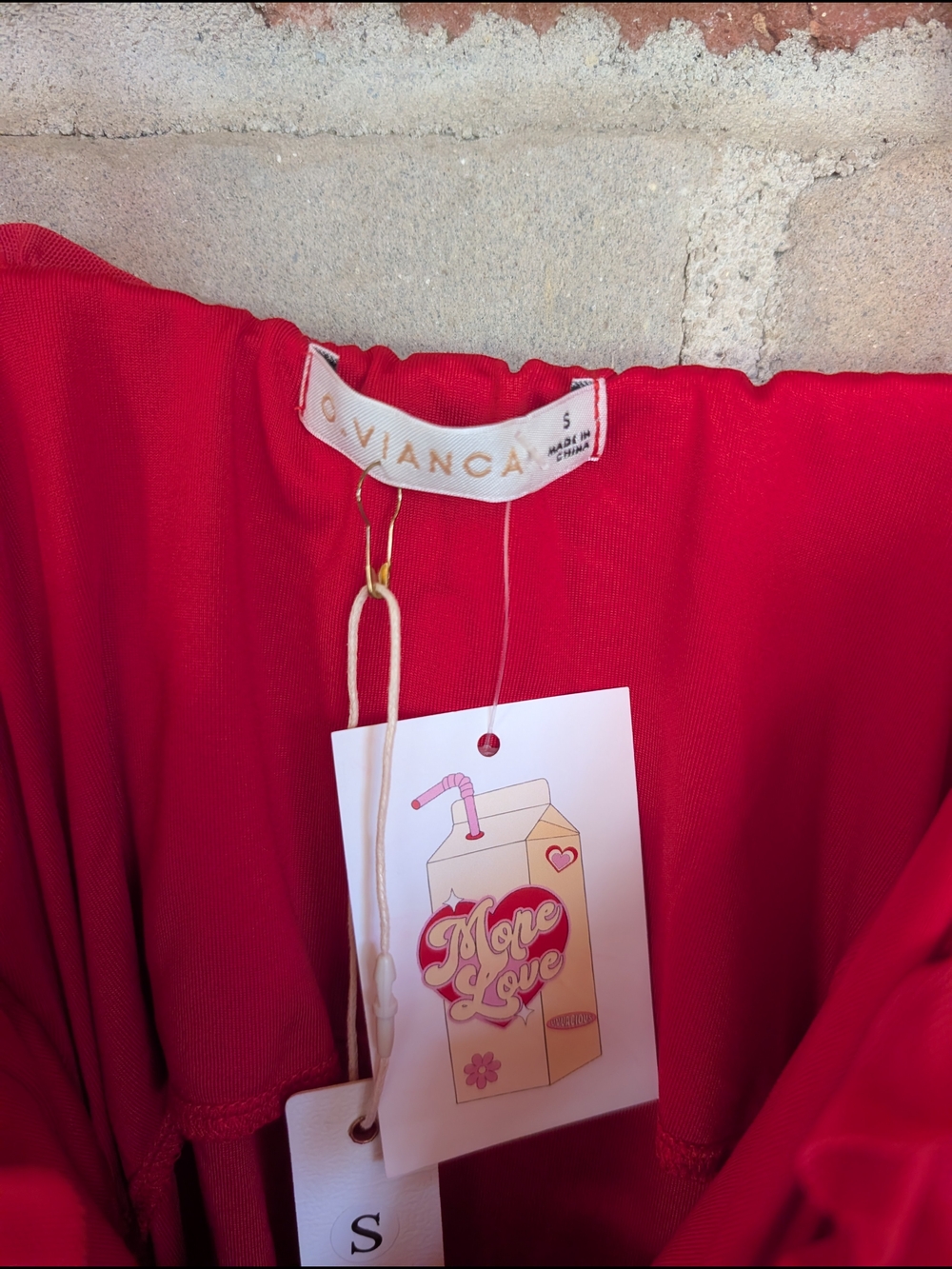 Red Ruching Tie-Front Bodysuit - Picture 2 of 3